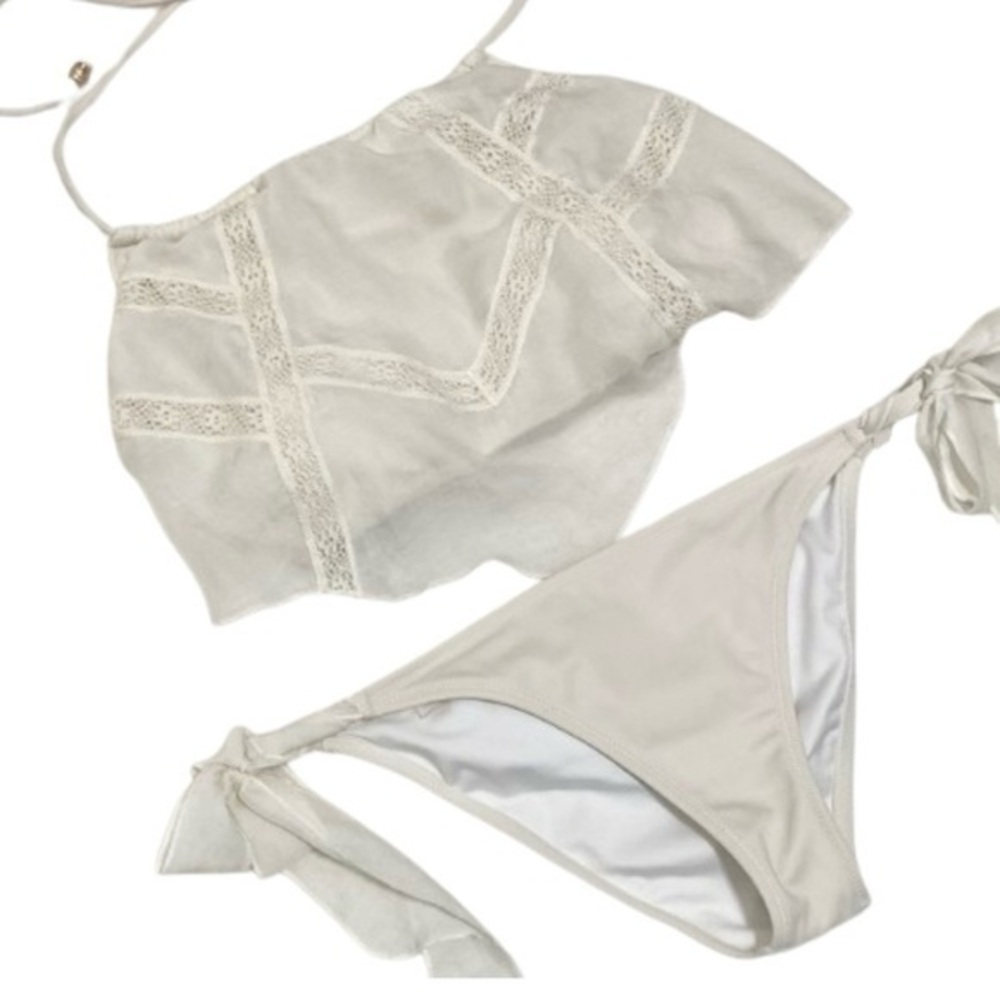 Victorias Secret ivory cream handkerchief halter boho bikini small